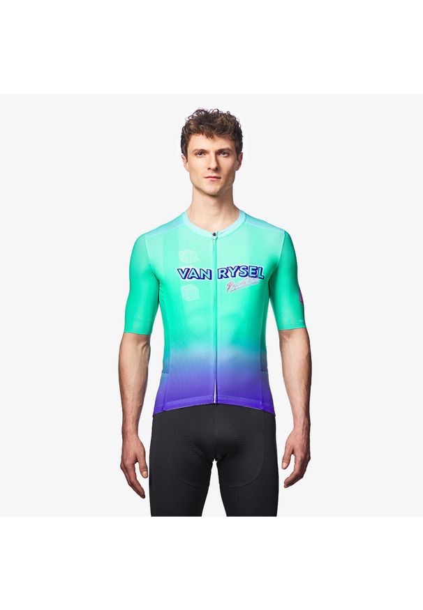 VAN RYSEL - Koszulka rowerowa szosowa Van Rysel Racer 2 LTD. Kolor: wielokolorowy, fioletowy, niebieski, zielony. Materiał: materiał, poliester, elastan