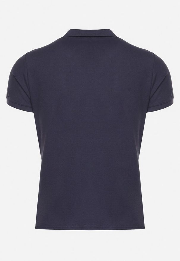 Born2be - Granatowy T-shirt Polo z Bawełną Fodelira. Okazja: na co dzień. Typ kołnierza: polo. Kolor: niebieski. Materiał: bawełna. Styl: elegancki, casual, klasyczny