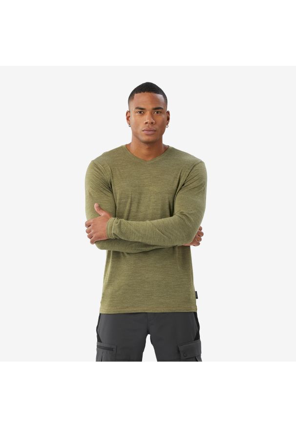 SIMOND - Koszulka męska trekkingowa z długim rękawem Merino Fresh. Kolor: wielokolorowy, brązowy, zielony. Materiał: akryl, wełna, materiał. Długość rękawa: długi rękaw. Długość: długie. Sport: turystyka piesza