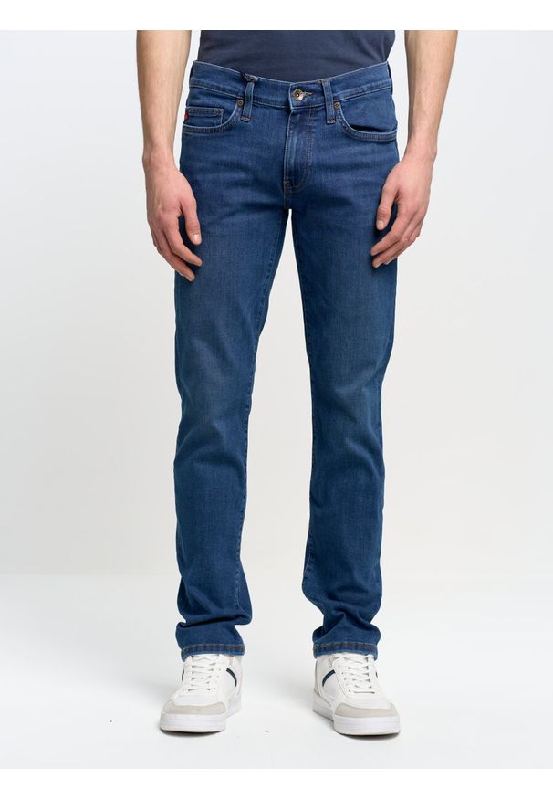 Big-Star - Spodnie jeans męskie dopasowane Terry 490. Okazja: na co dzień. Kolor: niebieski. Wzór: kolorowy. Styl: klasyczny, casual, elegancki