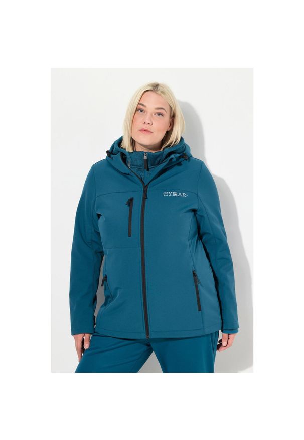 ULLA POPKEN - Damskie Kurtka softshell HYPRAR hydrofobowa stretch odblask. Kolekcja: plus size. Kolor: zielony, niebieski, wielokolorowy. Materiał: materiał, poliester, elastan. Sport: turystyka piesza