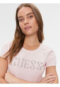 Guess T-Shirt W4RI39 J1314 Różowy Slim Fit. Kolor: różowy. Materiał: bawełna