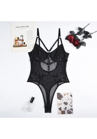 Intica - Body z motywem harness na specjalne okazje Theresina. Kolor: czarny. Materiał: materiał #1