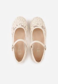 Born2be - Beżowe Siateczkowe Balerinki z Paskiem z Klamerką i Haftowanymi Kwiatami Erolea. Okazja: na co dzień, na uczelnię. Zapięcie: pasek. Kolor: beżowy. Materiał: jeans. Wzór: haft, kwiaty. Styl: casual #4