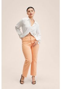 mango - Mango jeansy Havana damskie high waist. Stan: podwyższony. Kolor: pomarańczowy #4