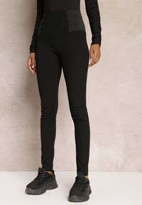 Renee - Czarne Legginsy High Waist z Szeroką Gumką w Talii Renume. Okazja: na co dzień. Stan: podwyższony. Kolor: czarny. Długość: do kostek. Styl: casual, elegancki