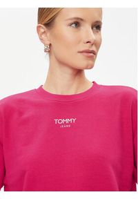 Tommy Jeans Bluza Ess Logo DW0DW16393 Różowy Cropped Fit. Kolor: różowy. Materiał: bawełna