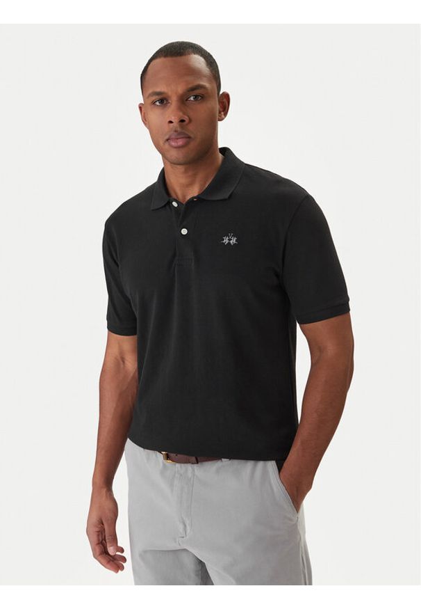 La Martina Polo BPMP01 PK031 Czarny Regular Fit. Typ kołnierza: polo. Kolor: czarny. Materiał: bawełna