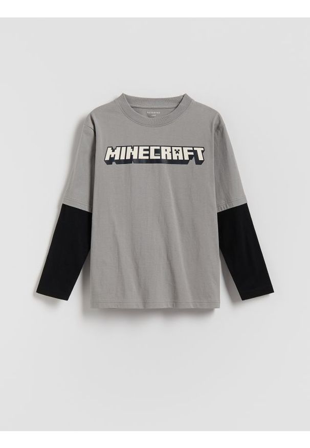 Reserved - Longsleeve Minecraft - ciemnoszary. Kolor: szary. Materiał: bawełna, dzianina. Długość rękawa: długi rękaw