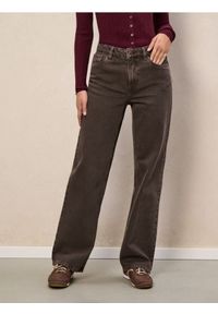 Sinsay - Jeansy wide leg - brązowy. Kolor: brązowy