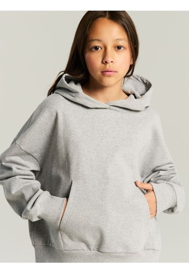 Sinsay - Bluza z kapturem basic - szary. Typ kołnierza: kaptur. Kolor: szary