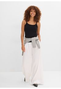 bonprix - Długi top bawełniany na cienkich ramiączkach z bawełny organicznej (2 szt.). Kolor: czarny, biały. Materiał: bawełna. Długość rękawa: na ramiączkach. Długość: długie #2