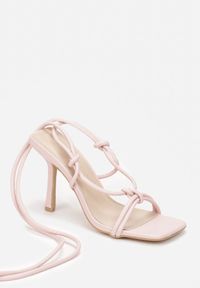 Renee - Różowe Sandały Blesse. Nosek buta: otwarty. Kolor: różowy. Wzór: haft #5