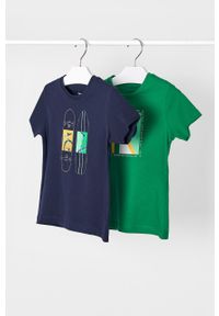 Mayoral T-shirt bawełniany dziecięcy (2-pack) kolor zielony z nadrukiem. Okazja: na co dzień. Kolor: zielony. Materiał: bawełna. Wzór: nadruk. Styl: casual #3