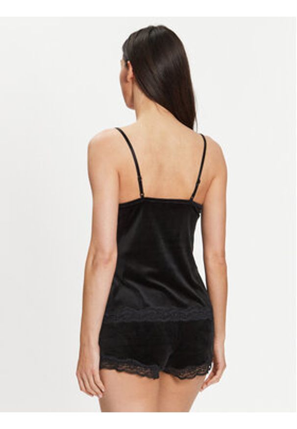 Hunkemöller Koszulka piżamowa Scallop 185927 Czarny Basic Fit. Kolor: czarny. Materiał: syntetyk