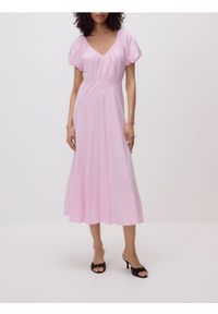 Reserved - Sukienka z wiskozą - różowy. Kolor: różowy. Materiał: wiskoza. Wzór: gładki #1