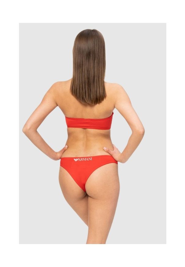 Emporio Armani - EMPORIO ARMANI Czerwone bikini z białym logo, Rozmiar M. Kolor: czerwony. Materiał: poliamid