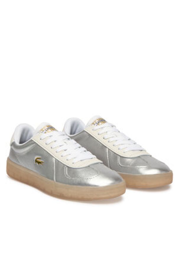 Lacoste Sneakersy Baseshot 50SFA0031 Srebrny. Kolor: srebrny. Materiał: skóra