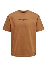 Only & Sons T-Shirt 22027063 Brązowy Regular Fit. Kolor: brązowy. Materiał: bawełna #6