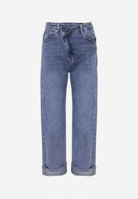 Renee - Niebieskie Asymetryczne Jeansy z Bawełny z Podwiniętymi Nogawkami Kenavia. Okazja: na spacer, na co dzień. Kolor: niebieski. Styl: casual, elegancki #8