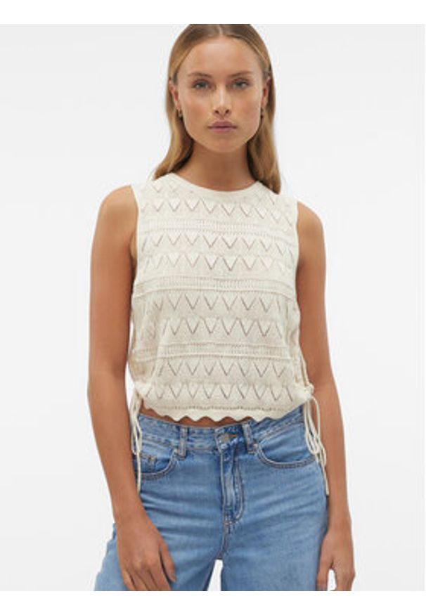 Vero Moda Bluzka Bali 10302924 Écru Regular Fit. Materiał: bawełna