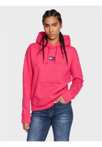 Tommy Jeans Bluza Center Badge DW0DW10403 Różowy Regular Fit. Kolor: różowy. Materiał: bawełna