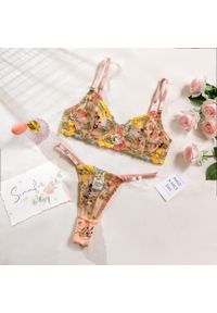 Intica - Komplet bielizny z fiszbinami i haftem Cherida. Kolor: wielokolorowy. Materiał: materiał. Wzór: haft #1