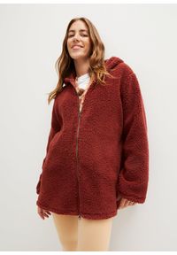bonprix - Bluza rozpinana z polaru baranka, rozszerzana ku dołowi, z rozcięciami po bokach. Kolor: brązowy. Materiał: polar #1