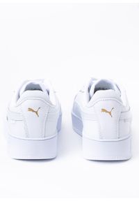 Puma - Sneakersy damskie białe PUMA CARINA STREET. Okazja: na co dzień. Zapięcie: pasek. Kolor: biały. Materiał: skóra, materiał, guma. Wzór: paski. Obcas: na platformie #4