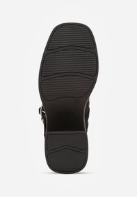 Renee - Czarne Chunky Półbuty na Słupku z Paskami z Klamrami Zdobionymi Cyrkoniami Pesipe. Okazja: na co dzień. Zapięcie: klamry. Kolor: czarny. Wzór: aplikacja. Obcas: na słupku. Styl: glamour, casual, elegancki. Wysokość obcasa: średni #4