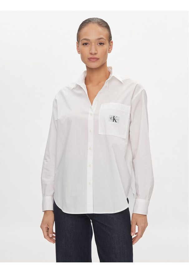 Calvin Klein Jeans Koszula J20J222610 Biały Relaxed Fit. Kolor: biały. Materiał: bawełna