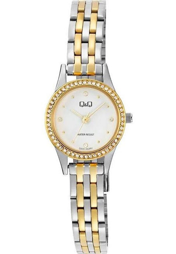 Zegarek damski QQ Q30C-002P CYRKONIE srebrny. Kolor: srebrny