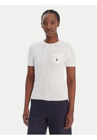 Polo Ralph Lauren Sweter 211971873005 Biały Slim Fit. Typ kołnierza: polo. Kolor: biały. Materiał: bawełna #1