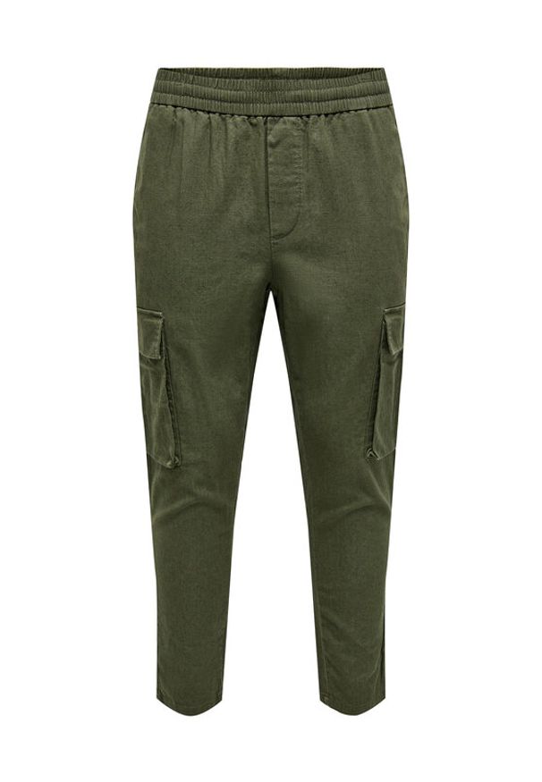Only & Sons Spodnie materiałowe 22024998 Zielony Tapered Fit. Kolor: zielony. Materiał: len, bawełna