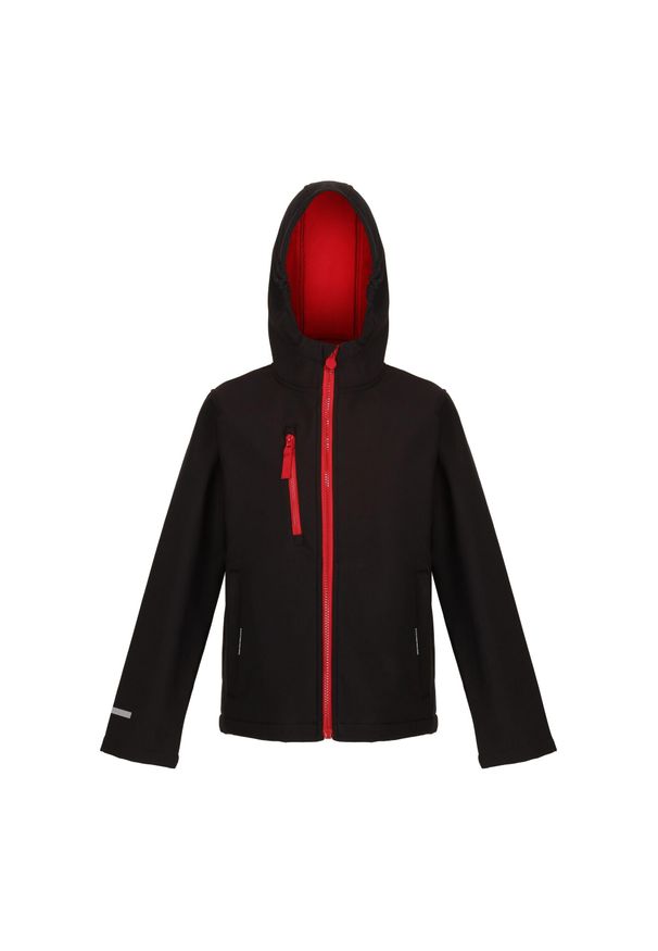 Regatta - Kurtka Softshellowa Dziecięca Trzywarstwowa. Kolor: czerwony, wielokolorowy, czarny. Materiał: softshell. Styl: sportowy