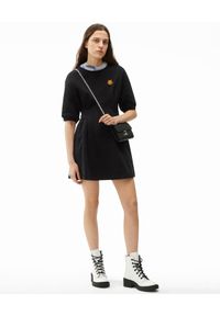 Kenzo - KENZO - Czarna sukienka mini Tiger Crest. Kolor: czarny. Materiał: dresówka, bawełna, prążkowany. Wzór: aplikacja. Długość: mini #5