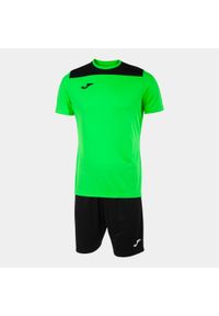 Zestaw Sportowy Joma Phoenix II Dzieci Fluorescencyjny Zielono-Czarny 4XS. Okazja: na uczelnię. Kolor: niebieski, czarny, wielokolorowy. Materiał: poliester, dresówka. Styl: sportowy