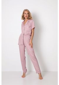 Aruelle piżama Tianna damska kolor różowy satynowa. Kolor: różowy. Materiał: satyna. Długość: krótkie