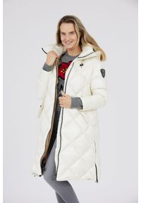 Blauer USA - BLAUER Puchowy płaszcz damski Kay w kolorze ecru, Rozmiar S. Kolor: biały. Materiał: poliamid, puch