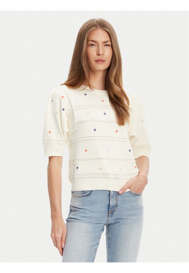 United Colors of Benetton - United Colors Of Benetton Sweter 10C1E10DO Beżowy Regular Fit. Kolor: beżowy. Materiał: bawełna