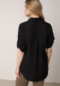 Born2be - Czarna Wiszkowa Koszula Nietoperzowa z Regulowanymi Rękawami i Haftem Maryrenna. Okazja: na co dzień. Kolor: czarny. Materiał: jeans, len. Wzór: haft. Styl: casual, klasyczny, elegancki #5