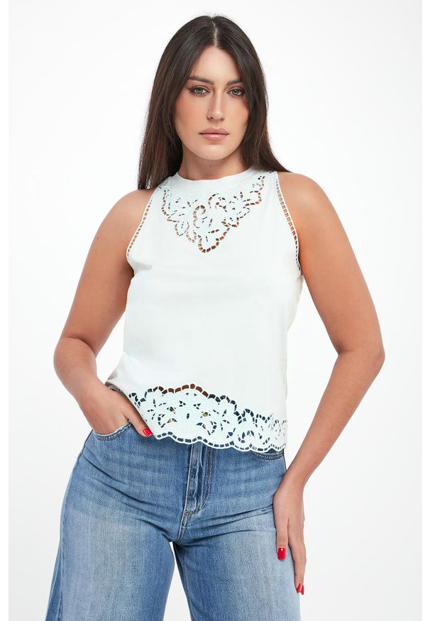 Twinset Milano - Top damski ażurowy TWINSET. Wzór: ażurowy