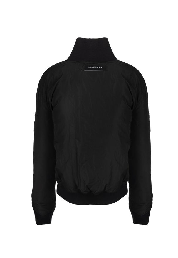 John Richmond Kurtka "Bomber Jacket" | RWA20064GB | Kobieta | Czarny. Okazja: na co dzień. Typ kołnierza: kołnierzyk stójkowy. Kolor: czarny. Materiał: poliester. Długość: długie. Wzór: aplikacja. Styl: casual