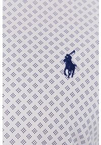 Polo Ralph Lauren Koszula bawełniana męska kolor biały slim z kołnierzykiem button-down. Typ kołnierza: button down, polo. Kolor: biały. Materiał: bawełna. Długość rękawa: długi rękaw. Długość: długie. Wzór: aplikacja #5