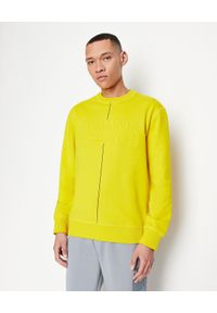 Armani Exchange - ARMANI EXCHANGE - Bawełniana żółta bluza z logowaniem. Kolor: żółty. Materiał: bawełna. Długość rękawa: długi rękaw. Długość: długie