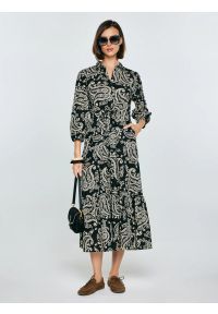 Big-Star - Sukienka damska midi ze wzorem paisley czarna Mazekin 907. Okazja: na co dzień. Kolor: czarny. Wzór: paisley. Typ sukienki: proste. Styl: casual, elegancki, boho, klasyczny. Długość: midi #1