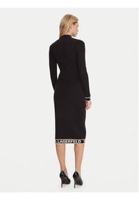 Karl Lagerfeld - KARL LAGERFELD Sukienka dzianinowa A4W13028 Czarny Slim Fit. Typ kołnierza: dekolt w karo. Kolor: czarny. Materiał: syntetyk #3