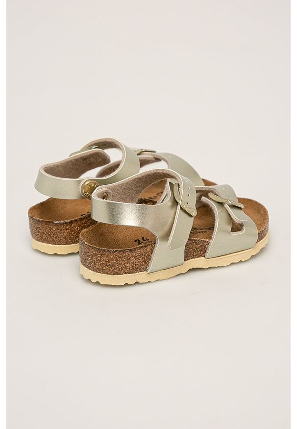Birkenstock - Sandały dziecięce Rio. Zapięcie: klamry. Kolor: złoty. Materiał: materiał. Wzór: gładki. Obcas: na obcasie. Wysokość obcasa: niski