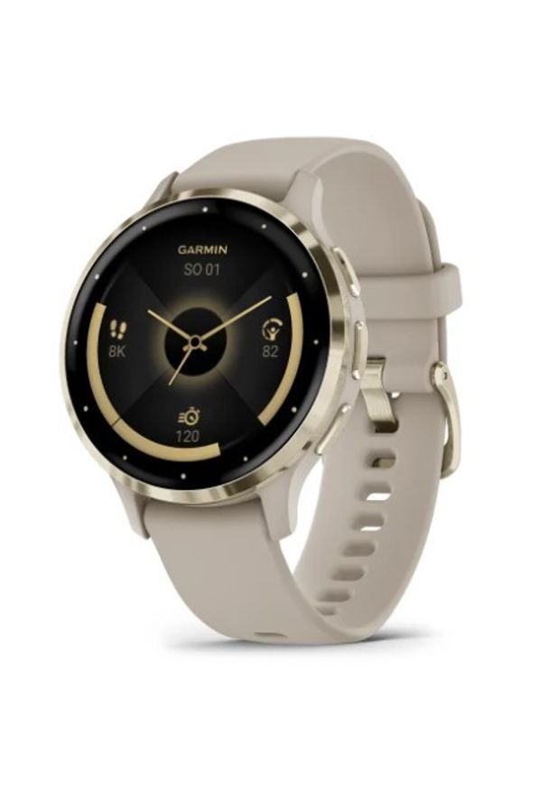 GARMIN - Garmin Venu 3s jasnozłota ramka z paskiem w kolorze french grey. Kolor: złoty. Styl: sportowy, casual