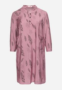 Born2be - Ciemnoróżowa Sukienka Szmizjerka z Guzikami przy Dekolcie z Podwijanymi Rękawami Ketella. Okazja: do pracy, na co dzień. Kolor: różowy. Wzór: aplikacja. Typ sukienki: szmizjerki. Styl: klasyczny, casual, elegancki, sportowy #4